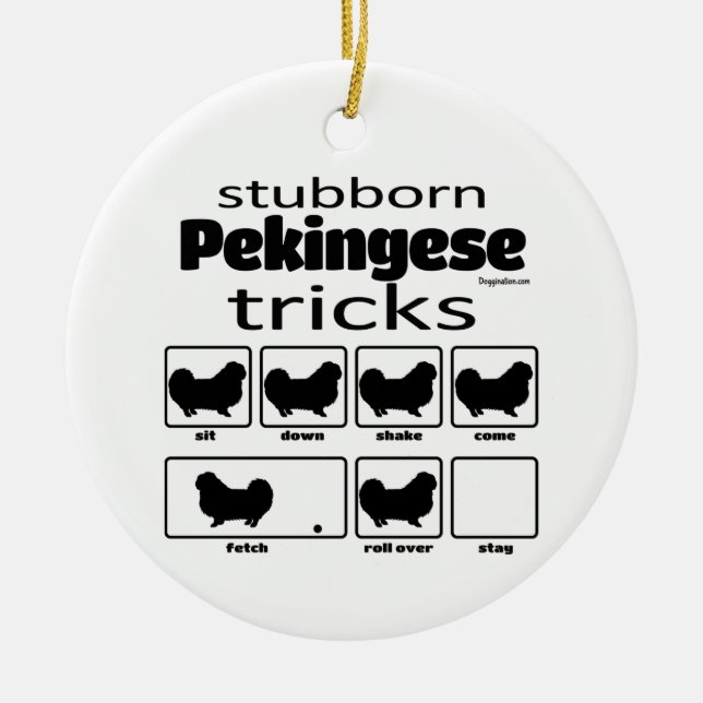Stubborn Pekingese Tricks Ceramic Tree Decoration (Front)