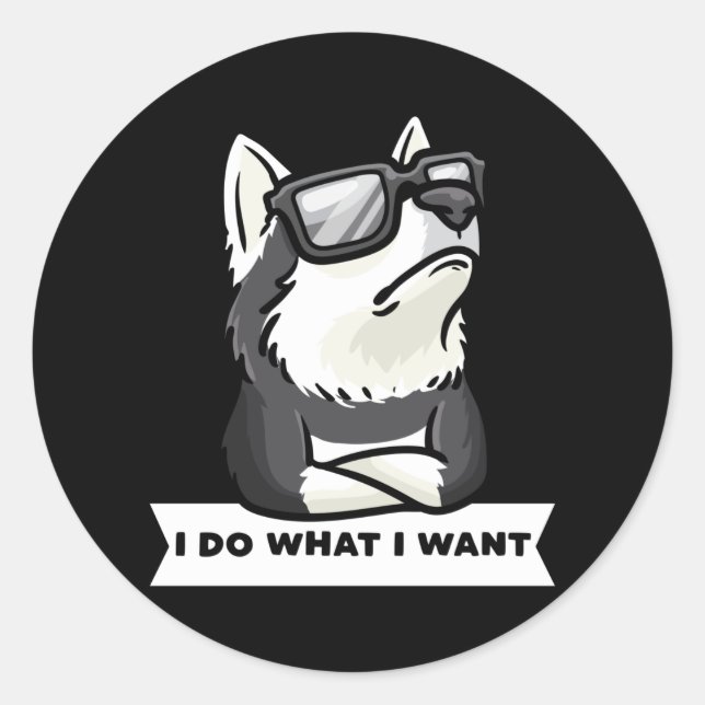 Stubborn Pomsky Dog Funny Classic Round Sticker (Front)