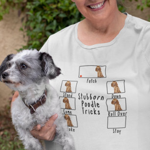 Stubborn Poodle Tricks Dog Apricot Red T-Shirt