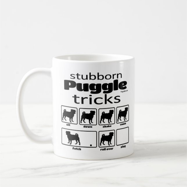 Stubborn Puggle Tricks Coffee Mug (Left)