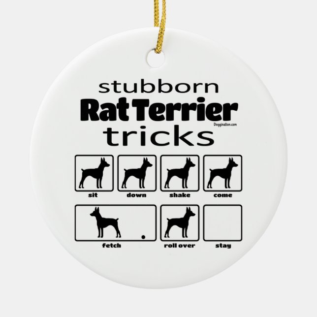 Stubborn Rat Terrier Tricks Ceramic Tree Decoration (Front)