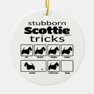 Stubborn Scottie Tricks Ceramic Tree Decoration
