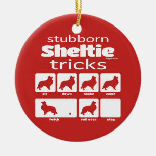 Stubborn Sheltie Tricks Ceramic Tree Decoration