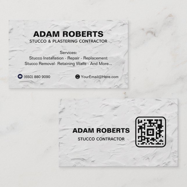 Stucco Business Card Contractor Wall QR Code (Front/Back)