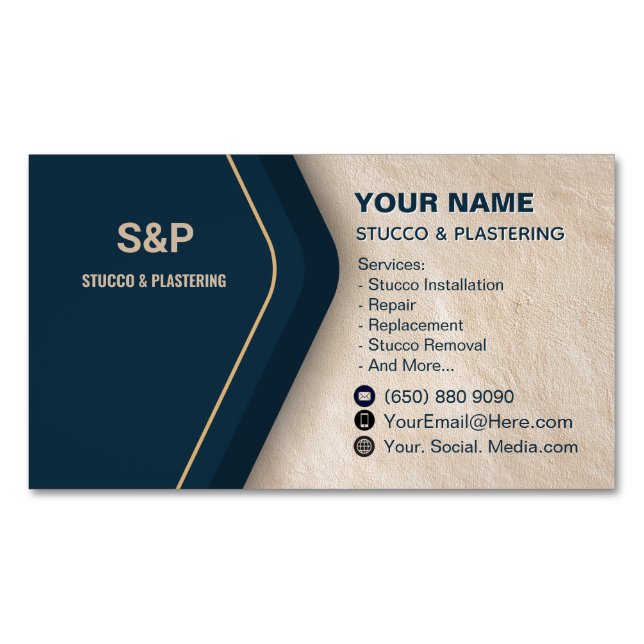 Stucco Business Card Magnet Plastering (Front)