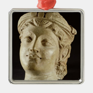 Stucco head, Gandhara, 4th century AD Metal Tree Decoration