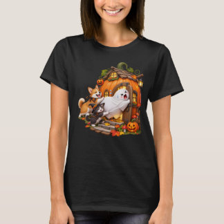 Stuck Ghost at Pumpkin Cottage with Cat and Dogs!! T-Shirt