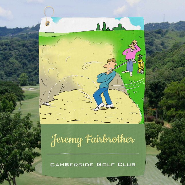 Stuck in a Bunker -  Funny Golf Cartoon Towel (Creator Uploaded)