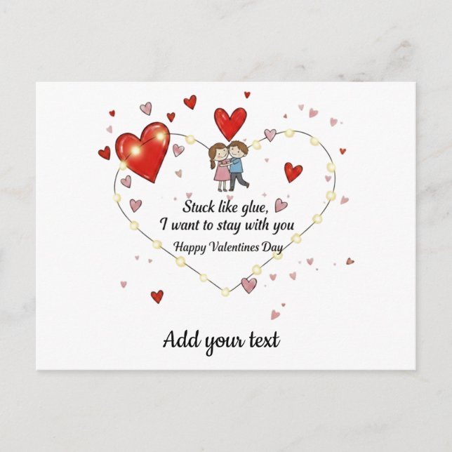 Stuck like glue valentine holiday postcard (Front)