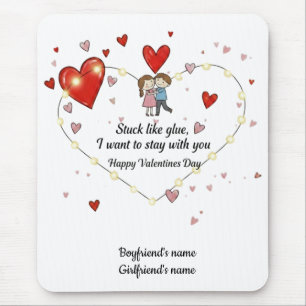 Stuck like glue valentine mouse mat