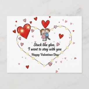 Stuck like glue valentine postcard
