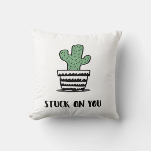 Stuck On You Cactus Illustration Artistic Design Cushion