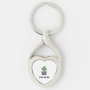 Stuck On You Cactus Illustration Artistic Design  Key Ring