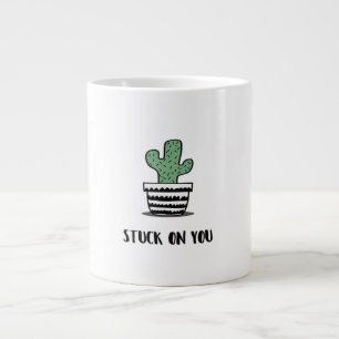 Stuck On You Cactus Illustration Artistic Design  Large Coffee Mug