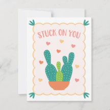 "Stuck On You" Cactus Valentine's Day Card