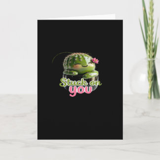 Stuck On You Cute Cactus Pun Kawaii Valentines Lov Card