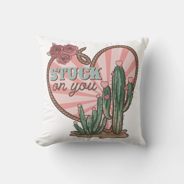 Stuck On You Funny Cactus Cushion (Front)