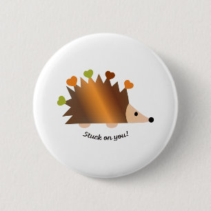 Stuck on You Hedgehog and Hearts 6 Cm Round Badge