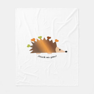 Stuck On You Hedgehog And Hearts Cute Design Fleece Blanket