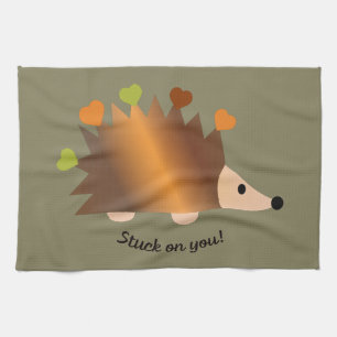 Stuck on You Hedgehog and Hearts Tea Towel