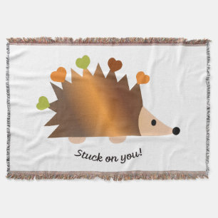 Stuck on You Hedgehog and Hearts Throw Blanket