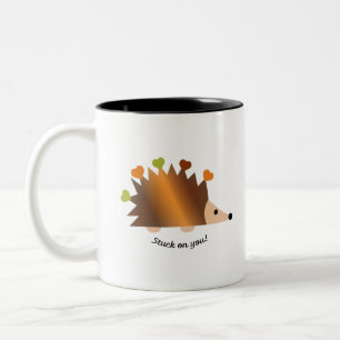 Stuck on You Hedgehogs and Hearts Two-Tone Coffee Mug