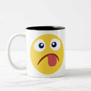 Stuck Out Tongue Emoji Two-Tone Coffee Mug