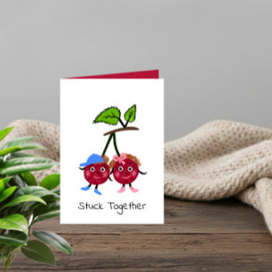 Stuck Together Cute Cherry Valentine’s Day Card
