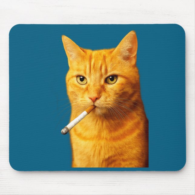 Stud Cool Funny Cat Meme Smoking Cat Cigarette  Mouse Mat (Front)