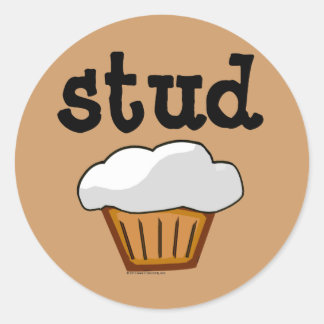 Stud Muffin, Cute Funny Baked Good Classic Round Sticker