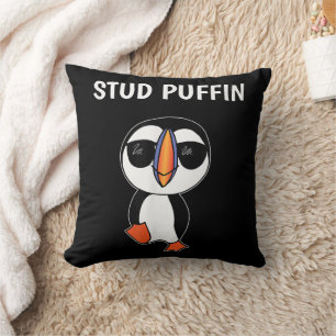 Stud Puffin Funny Bird Cushion