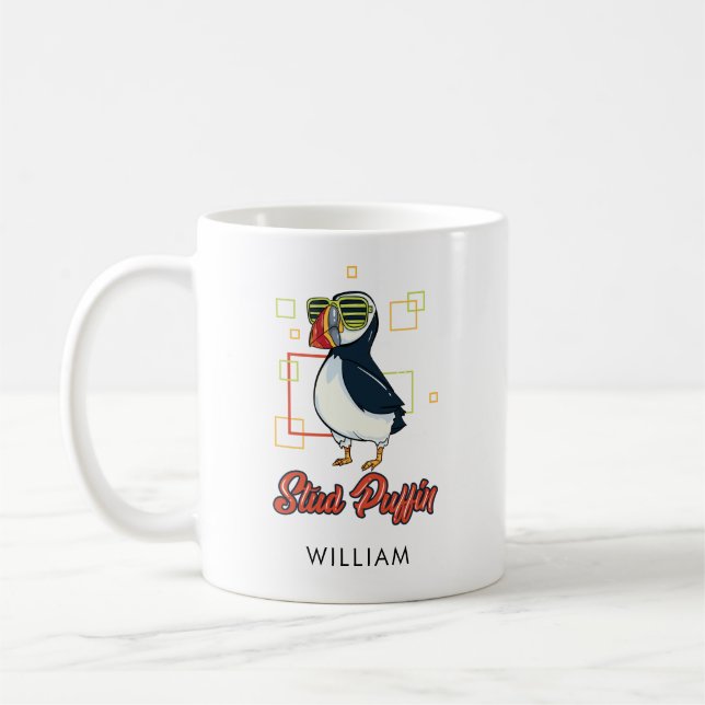 Stud Puffin Sea Bird Cute Gag Personalized Coffee Mug (Left)