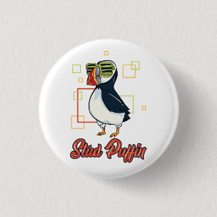Stud Puffin Sea Bird Illustration 3 Cm Round Badge