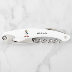 Stud Puffin Sea Bird Illustration Personalised Corkscrew