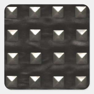 Studded Black Leather Square Sticker