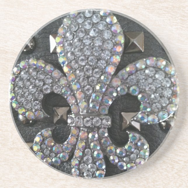 Studded Fleur de lis print Coaster (Front)
