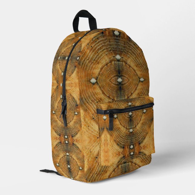 Studded Floor Pattern in Golden Browns Backpack  (Back Corner Left)
