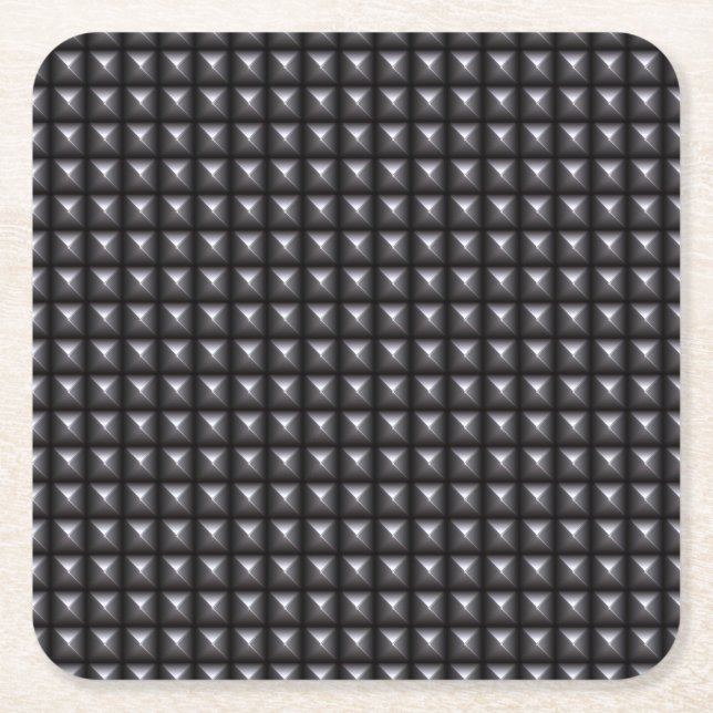 Studded Steel Texture Square Paper Coaster (Front)