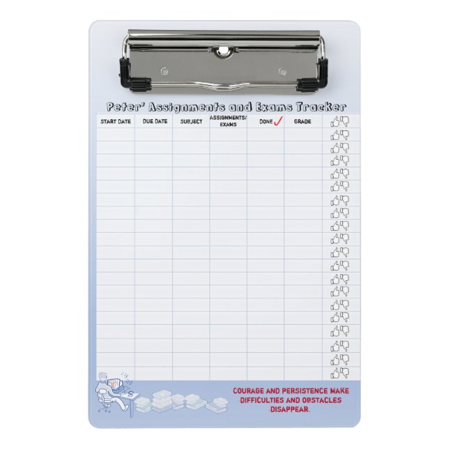 Student Assignments & Exams Tracker Mini Clipboard (Front)