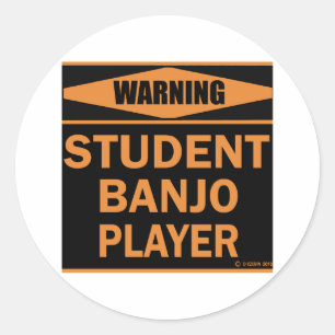 Student Banjo Player Classic Round Sticker