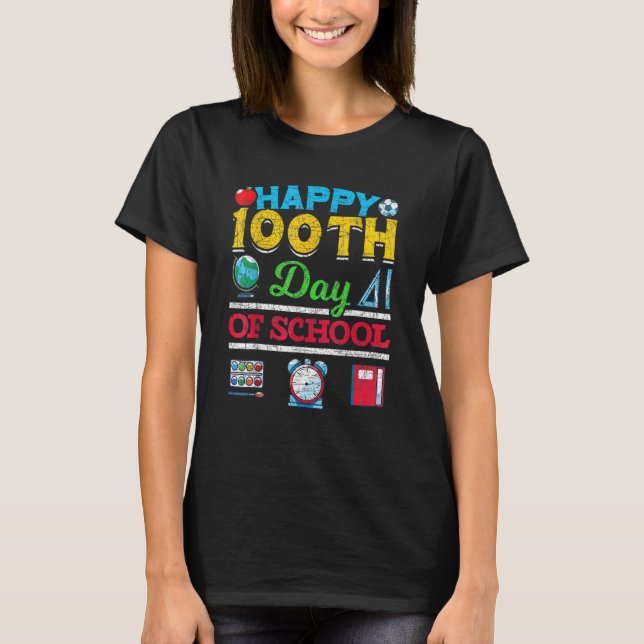 Student Boys Kids 100th Day Happy 100 Days Of Scho T-Shirt (Front)