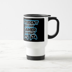 Student by Day Gamer by Night Funny Travel Mug