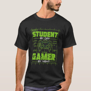 Student By Day Gamer By Night Gaming Student Grap T-Shirt