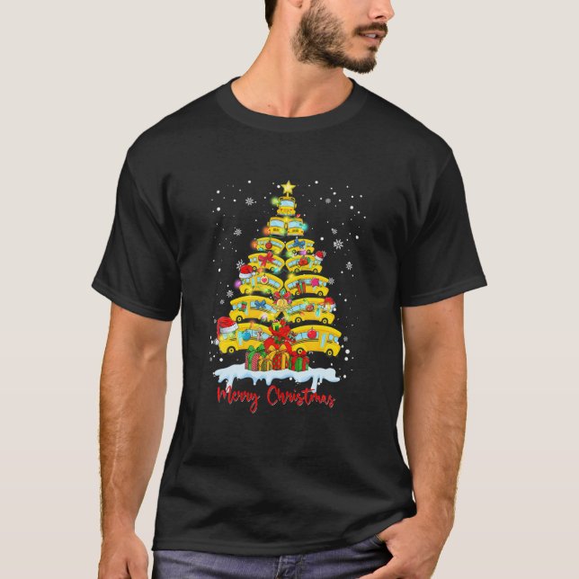 Student Delivery School Bus Driver Christmas Xmas T-Shirt (Front)
