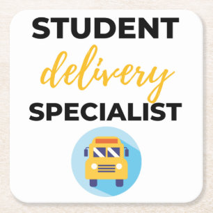 Student Delivery Specialist bl Square Paper Coaster