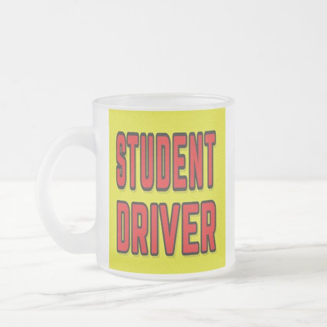 Student Driver Frosted Glass Coffee Mug (Left)