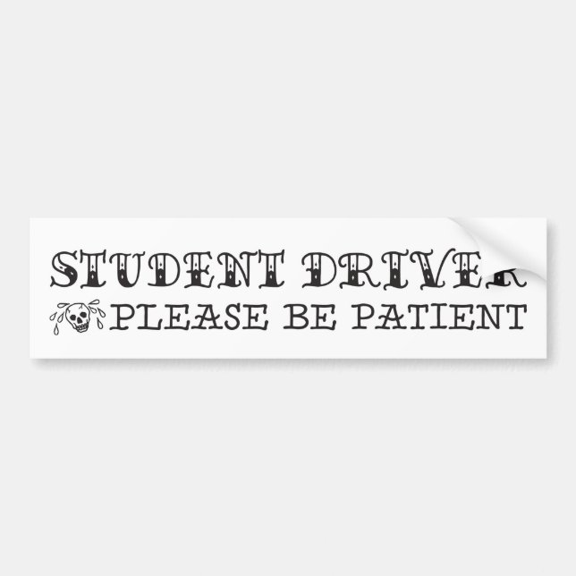 Student Driver Tattoo Style Bumper Sticker (Front)