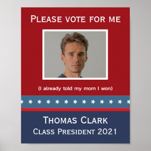 student election campaign with photo funny poster