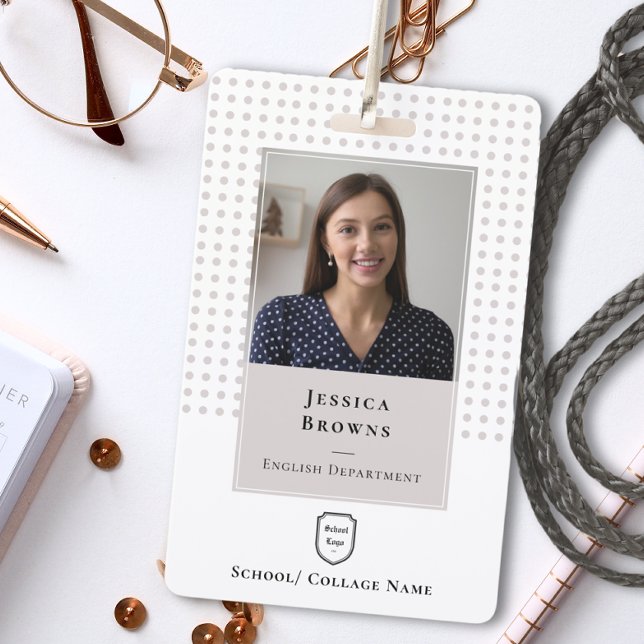 Student/ Employee School Photo Logo QR code White ID Badge (Creator Uploaded)