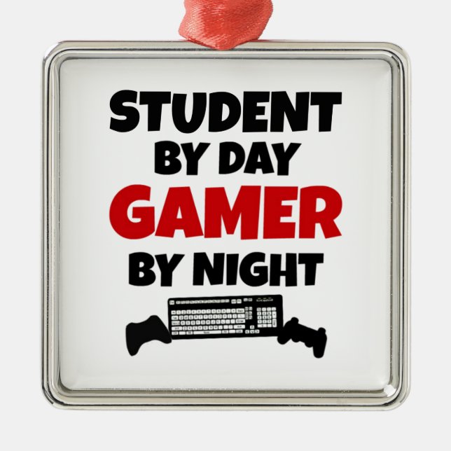 Student Gamer Metal Tree Decoration (Front)